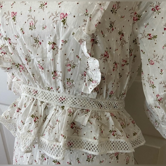 Just Me Floral lace Ruffle Dress tiered midi size S - Picture 2 of 12